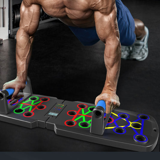 Multi-functional Push-Up Board, Foldable Color-Coded Training System for Chest, Shoulders, Back, Triceps